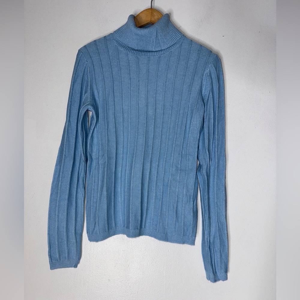 NWT Ann Taylor Blue Ribbed Turtleneck Sweater XS